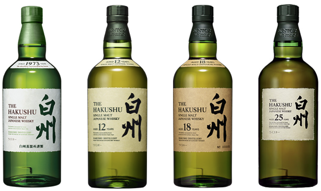 白背景に白州ラベルのボトル四本が横一列に並ぶ商品画像