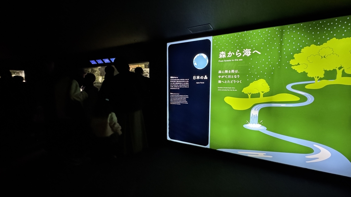 두 개 층에 걸친 숲에서 바다로 전시 전경