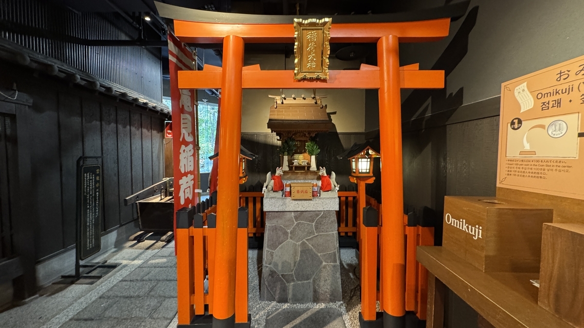 透過朱紅色鳥居望見的瀧見稻荷神社