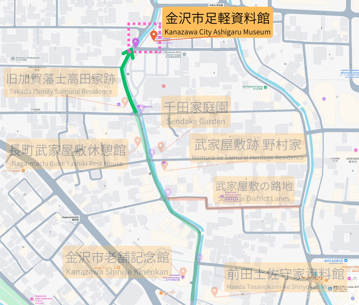 第五座桥附近金泽市足轻资料馆的地图