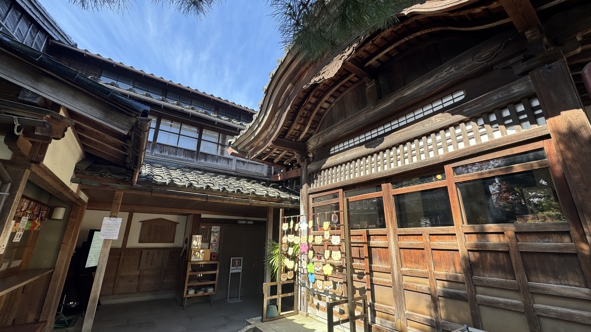 妙立寺の境内と本堂脇に並ぶ絵馬掛け