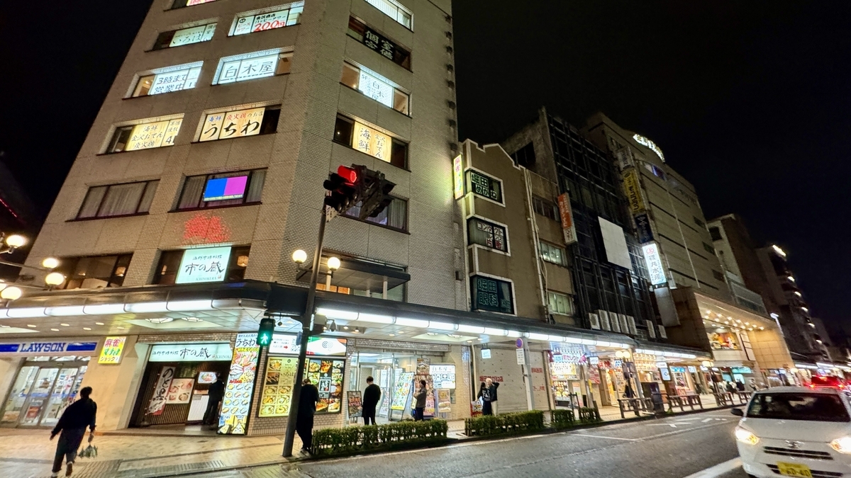 餐饮店招牌林立的片町国道沿线大楼群